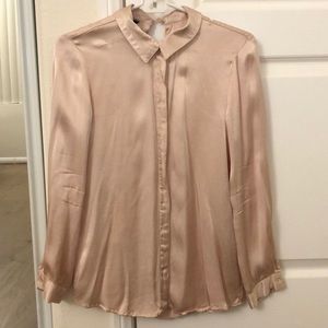 Zara pink satin button blouse XS